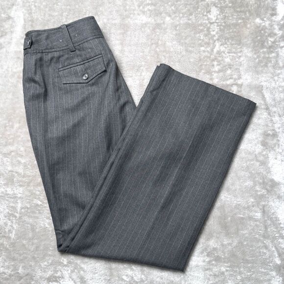Express Editor Gray Pinstripe Straight Leg Pants Curvy Fit Womens Size 10 - Picture 1 of 15